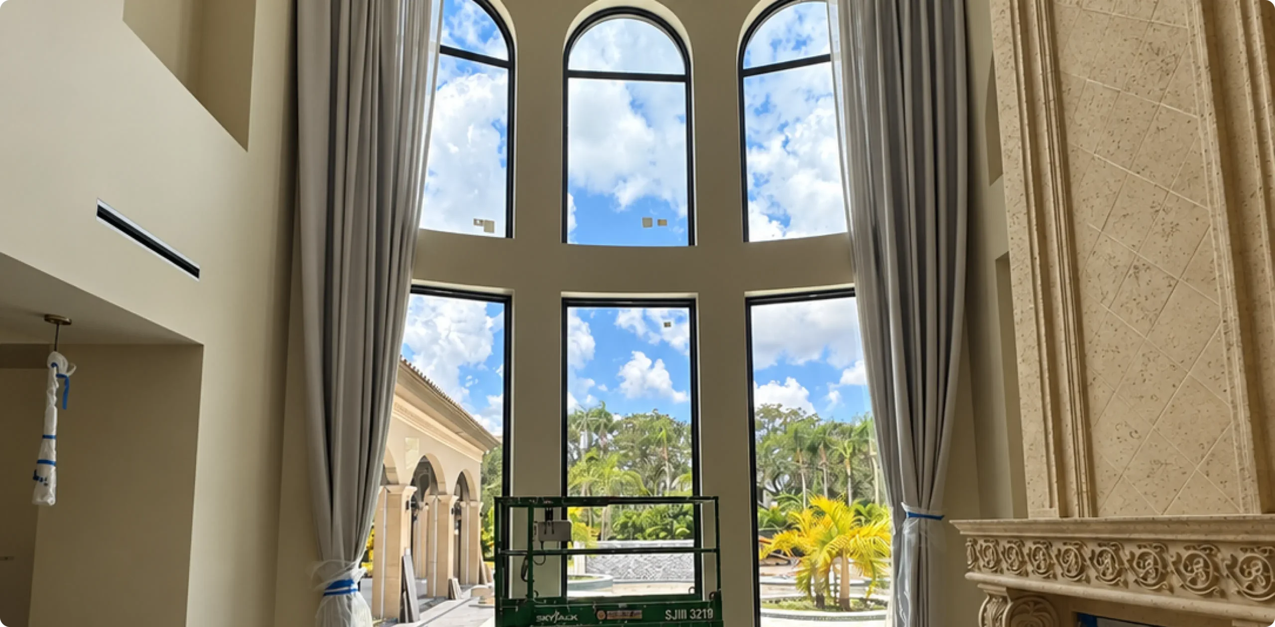 Commercial window treatments in workspace