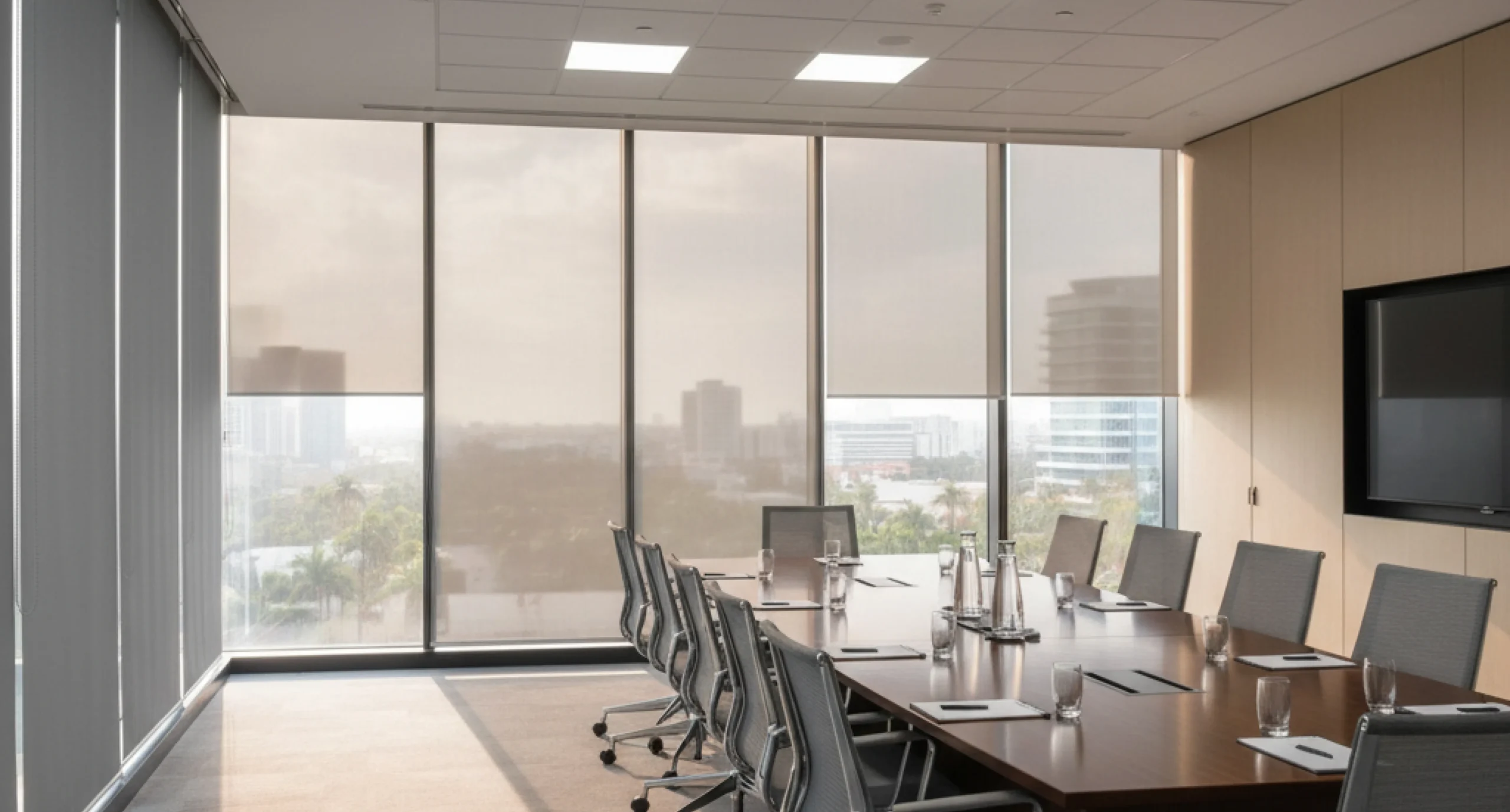 modern-boardroom-grey-roller-blinds-panoramic-windows